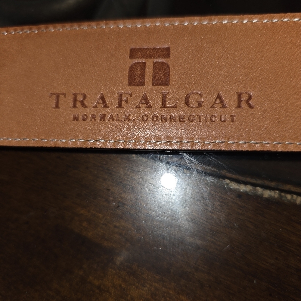 TRAFALGAR CORTINA EASTON Men's Brown Leather Belt - Picture 7 of 9